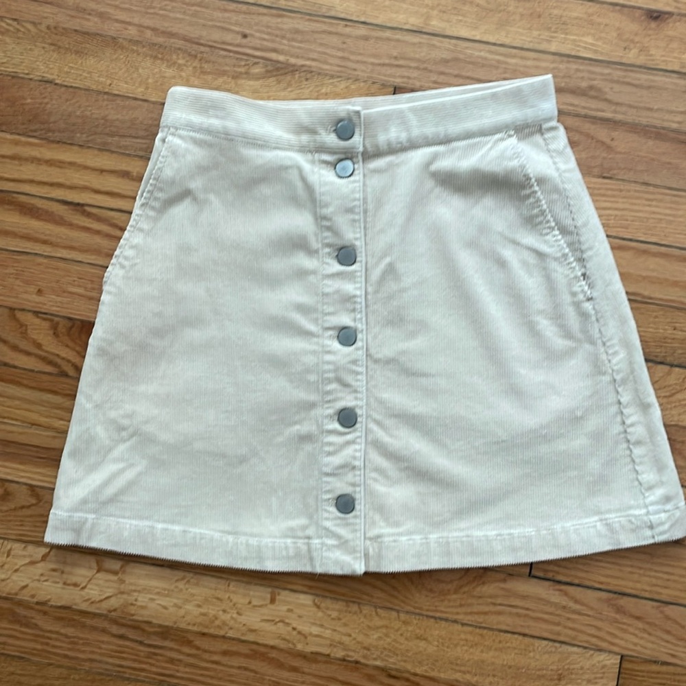 Uniqlo Cream Mini Skirt with Button Front